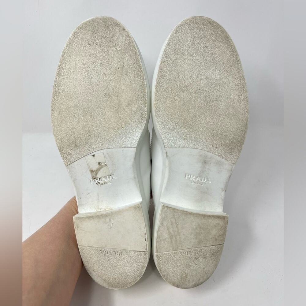 Prada Spazzolato Brushed Leather White Triangle Logo Mules  Size 41 - Picture 8 of 8